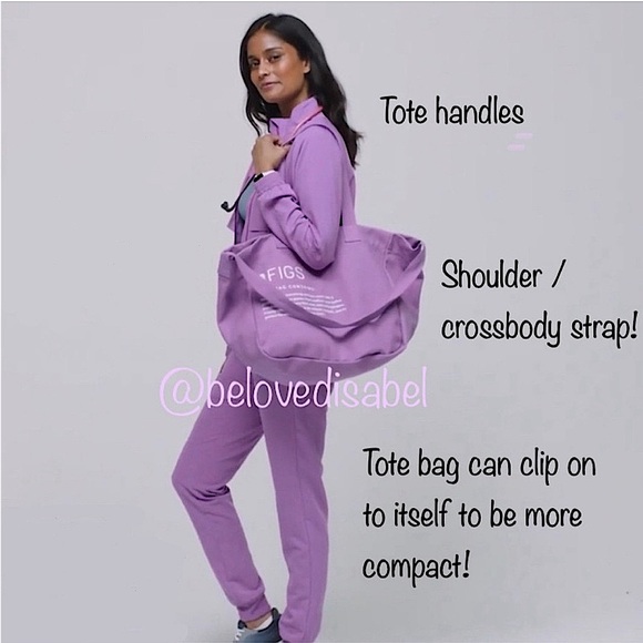 FIGS Large Canvas Tote Bag in Lavender Dew - Picture 11 of 11